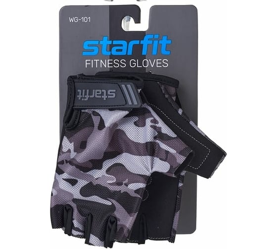 Перчатки для фитнеса Starfit WG-101, серый камуфляж УТ-00020806