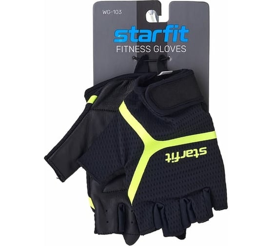 Перчатки для фитнеса Starfit WG-103, черный/ярко-зеленый УТ-00020814