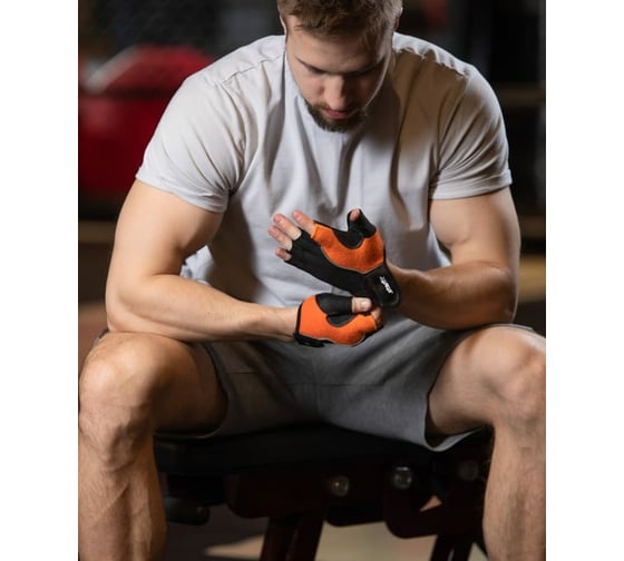 Перчатки для фитнеса Starfit SU-108, оранжевый/черный УТ-00009313