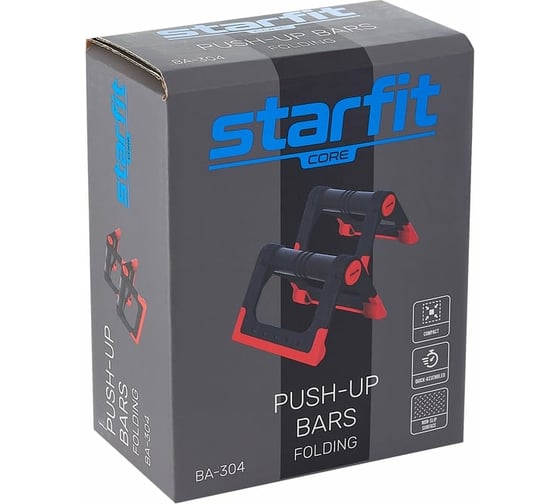 Складные упоры для отжиманий Starfit BA-304 черный/красный УТ-00019240