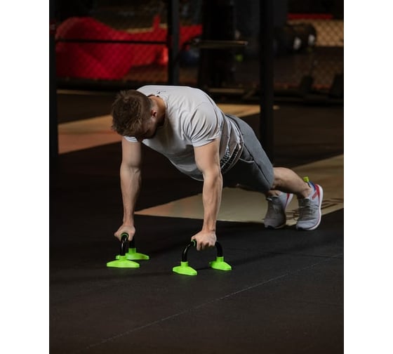 Классические упоры для отжиманий Starfit BA-302 черный/зеленый 1/10 УТ-00007324