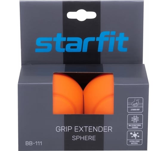 Комплект расширителей хвата Starfit BB-111, d=25 мм, сфера, оранжевый, 2 шт УТ-00016680