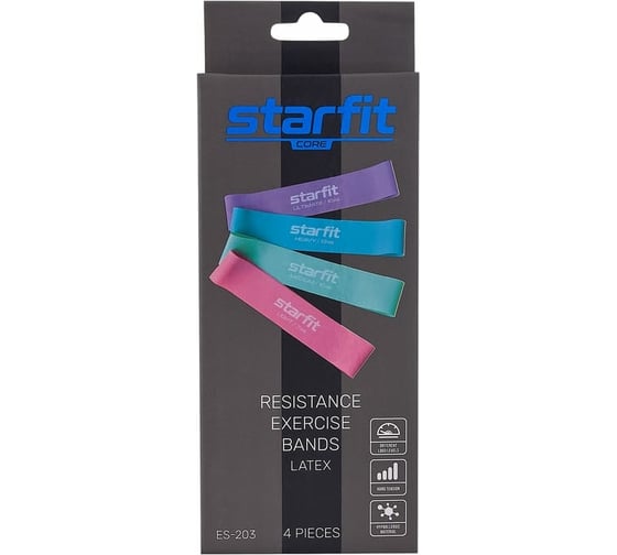 Мини-эспандеры Starfit ES-203 латекс, комплект неон, 4 шт УТ-00018997