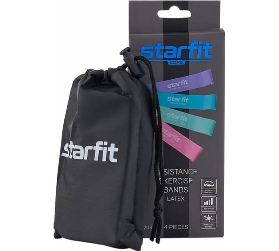 Мини-эспандеры Starfit ES-203 латекс, комплект неон, 4 шт УТ-00018997