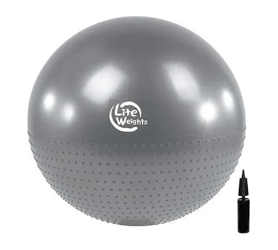 Гимнастический массажный мяч Lite Weights 65см, с насосом, серебро BB010-26 1