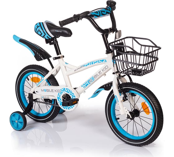 Детский двухколёсный велосипед Mobile Kid SLENDER 14 WHITE BLUE 4610088640348