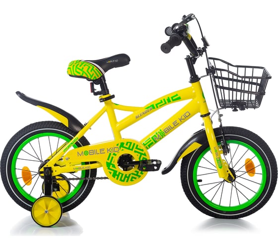Детский двухколёсный велосипед Mobile Kid SLENDER 14 YELLOW GREEN 4610088641000
