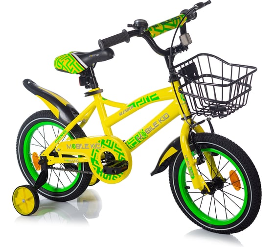 Детский двухколёсный велосипед Mobile Kid SLENDER 14 YELLOW GREEN 4610088641000