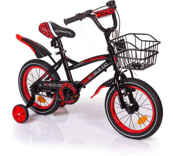 Детский двухколёсный велосипед Mobile Kid SLENDER 14 BLACK RED 4610088640362