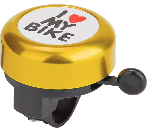 Звонок STELS 45AE-02 I love my bike, алюминий/пластик, черный/золотистый LU059677 1