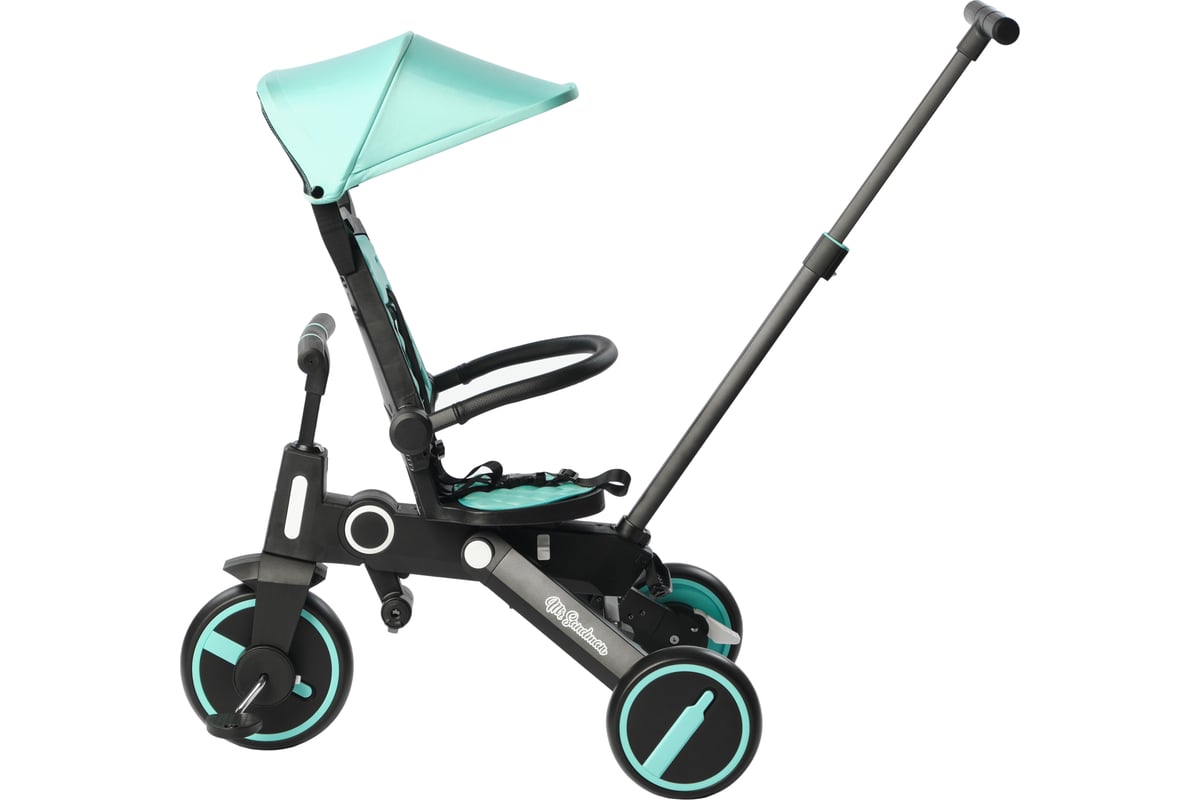 Детский трёхколесный складной велосипед Mr Sandman чёрный/бирюзовый SL ...