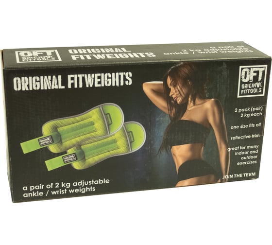 Комплект утяжелителей Original FitTools 2 кг, ярко-зеленые FT-AW02-AG