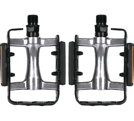 Педали Feimin FP-980Alu, 100х65мм, база алюминий, стальная ось, рамка алюминий, 350гр, серебристый/черный H000013479