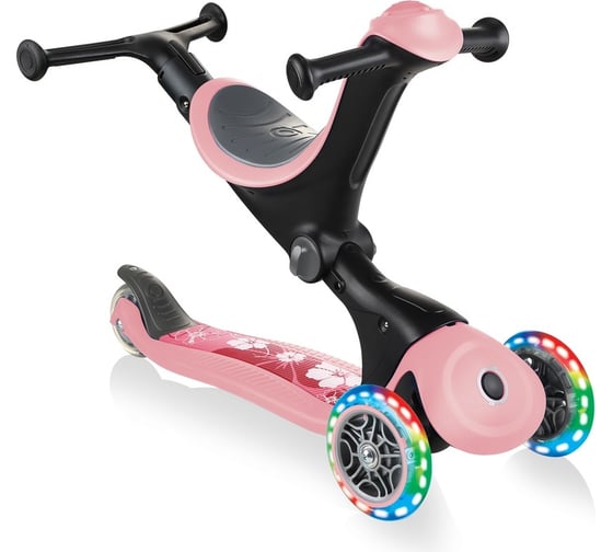 Самокат GLOBBER go up deluxe fantasy lights пастельно-розовый 647-211