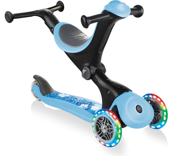 Самокат GLOBBER go up deluxe fantasy lights пастельно-голубой 647-201