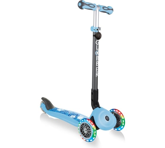 Самокат GLOBBER go up deluxe fantasy lights пастельно-голубой 647-201