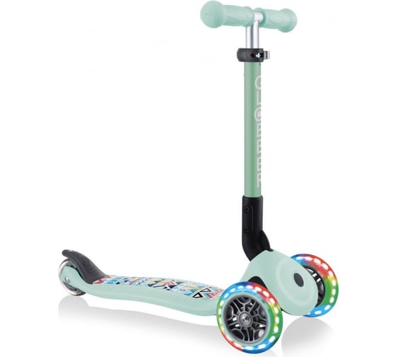 Самокат GLOBBER junior foldable fantasy lights мятный 433-206 1