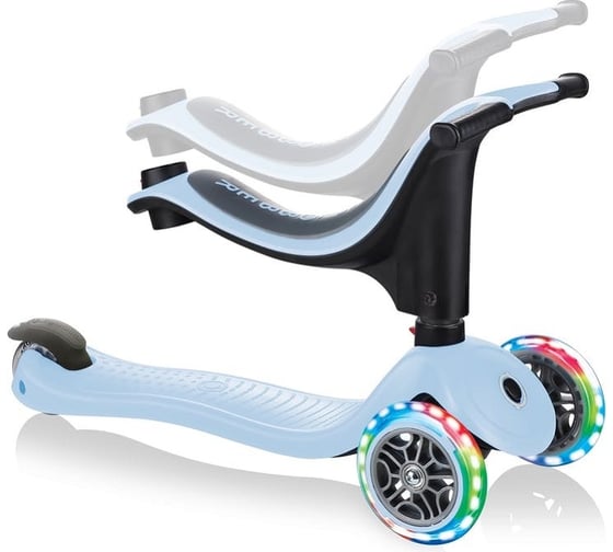 Трехколесный самокат GLOBBER go up sporty lights пастельно-голубой 452-200-3