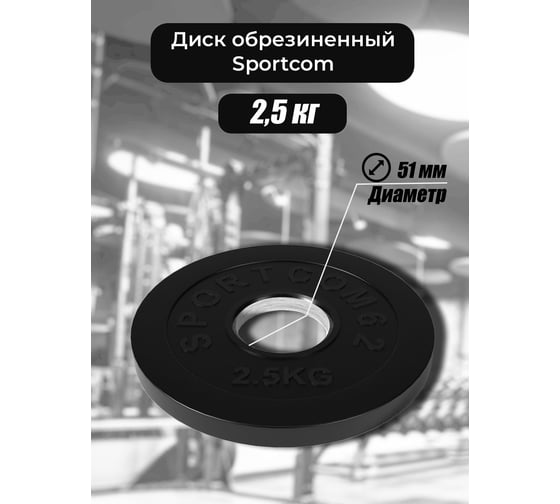 Диск BARFITS Sportcom обрезиненный, 51 мм, 2.5 кг, черный 1181160813