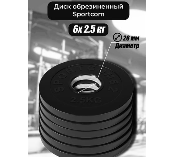 Комплект обрезиненных дисков BARFITS Sportcom 26 мм, 2.5 кг, 6 шт. 1181160692