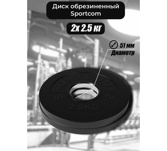 Комплект обрезиненных дисков BARFITS Sportcom 51 мм, 2x2.5 кг sc25x2