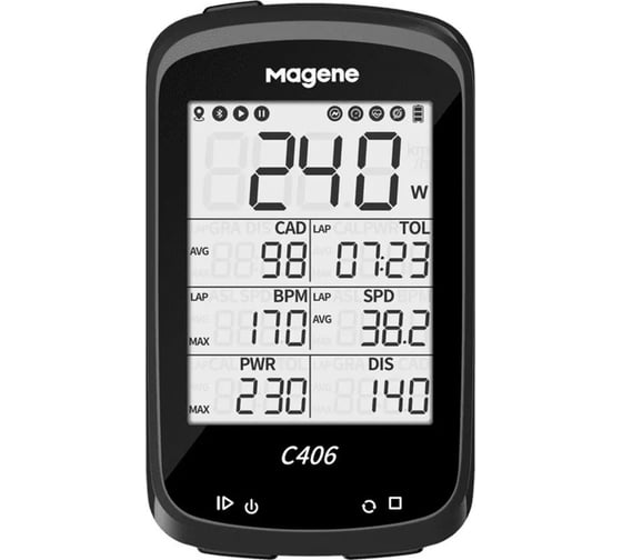 Велокомпьютер Magene C406 ГЛОНАСС/GPS, 37 функций MGNBT406