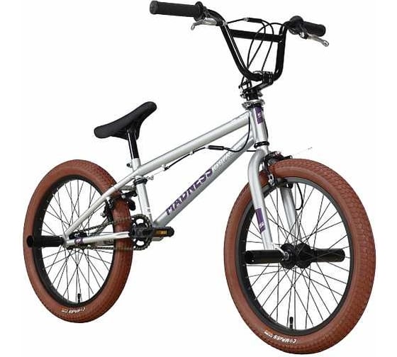 Велосипед STARK Madness BMX 3, 2023, серебристый/фиолетовый/коричневый HQ-0012543