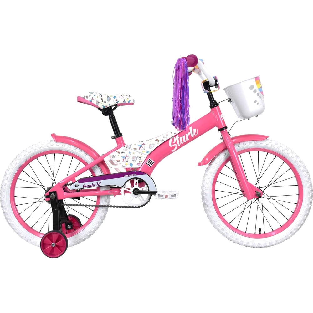 Велосипед STARK Tanuki диаметр колес 18, Girl, 2023, розовый/фиолетовый ...
