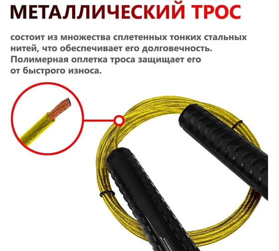 Универсальная скакалка c металлополимерным тросом FORTIUS 3 м, желтая H210401-3MY