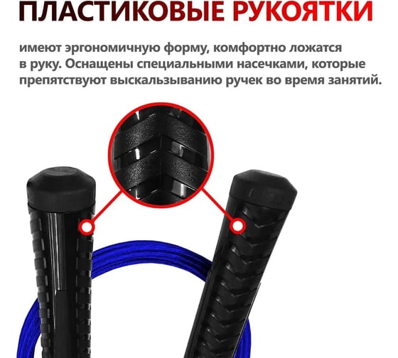 Универсальная скакалка c металлополимерным тросом FORTIUS 3 м, синяя H210401-3LB