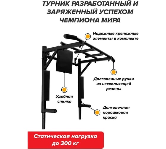 Турник Absolute Champion ЭлитСпортNEW черный с черными ручками АЧ 9327