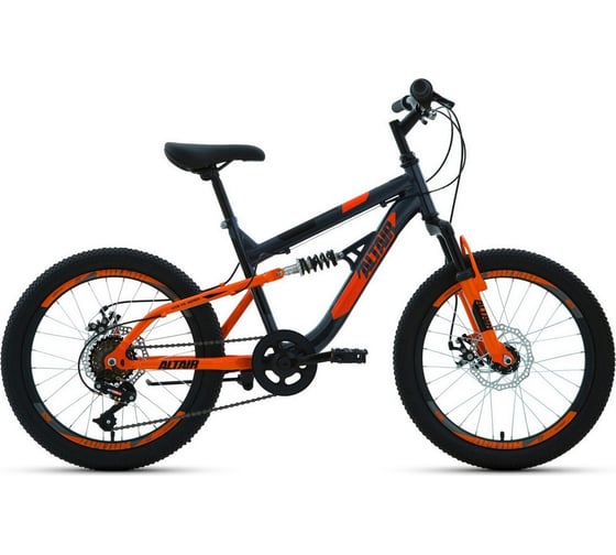 Велосипед ALTAIR MTB FS 20 D, диаметр колес 20, 6 скоростей, размер рамы 14, 2022, темно-серый/оранжевый RBK22AL20049 1