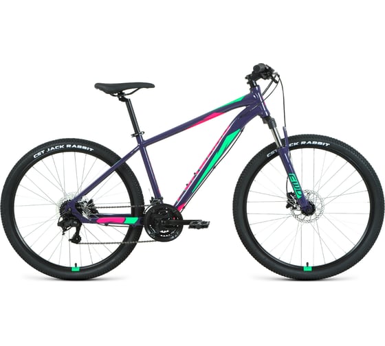 Велосипед FORWARD APACHE 27.5, 3.2 HD, 24 скорости, рост 19, 2022, фиолетовый/зеленый RBK22FW27374 1