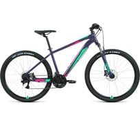 Велосипед FORWARD APACHE 27.5, 3.2 HD, 24 скорости, рост 17, 2022, фиолетовый/зеленый RBK22FW27364