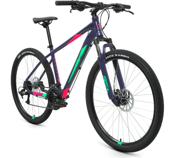 Велосипед FORWARD APACHE 27.5, 3.2 HD, 24 скорости, рост 17, 2022, фиолетовый/зеленый RBK22FW27364