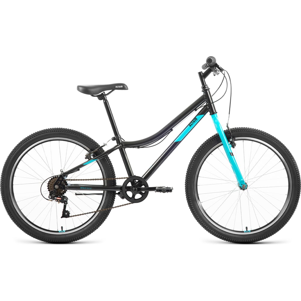 Велосипед FORWARD 24 ALTAIR MTB HT 1.0 2022, рама 12, черный/голубой ...