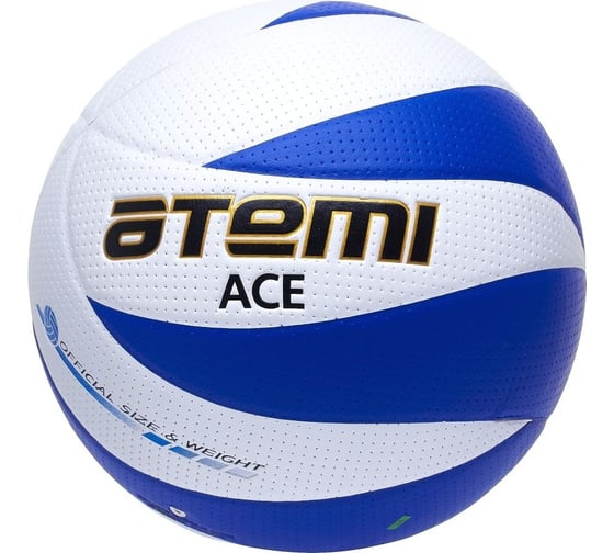 Волейбольный мяч ATEMI ACE, синтетическая кожа PVC, белый/синий 00-00000395 1