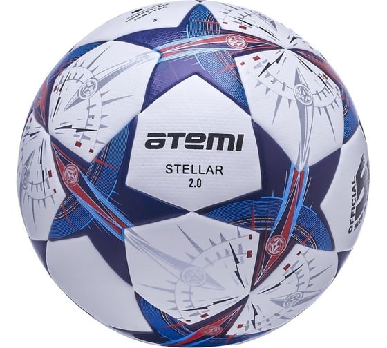Футбольный мяч ATEMI STELLAR-2.0, PU, белый/синий/оранжевый, р.5 00-00009440