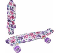 Скейтборд-пенниборд X-match пластик, 56.5x14.5 см, PU колеса 5.6 см, со светом, подвеска алюминий 649109 649109