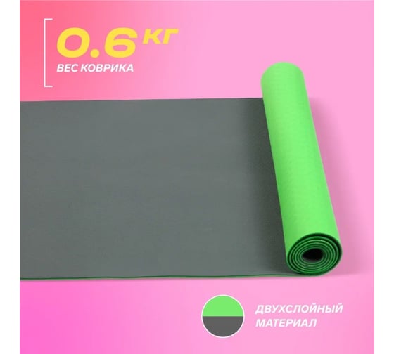 Коврик для йоги двухслойный PRCTZ two tone tpe yoga mat, 173x61x0.4 см PY8450