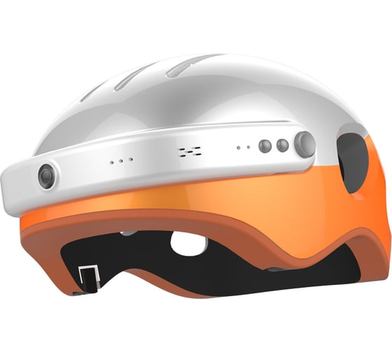 Шлем с камерой Airwheel белый с оранжевым, размер L AW C5-WHITE-ORANGE-L