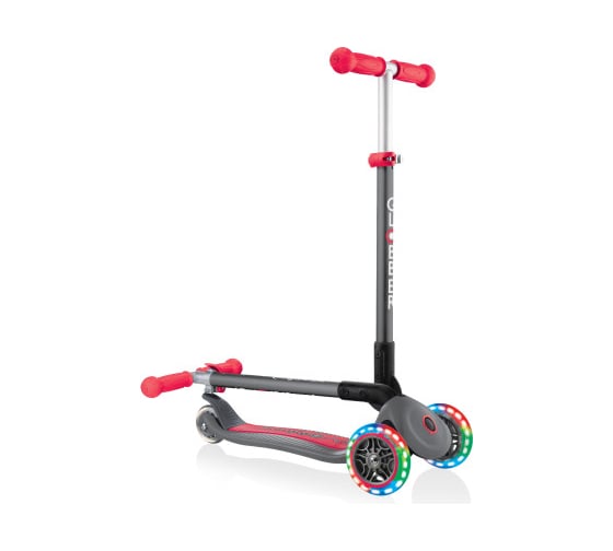 Самокат GLOBBER primo foldable lights черно-красный 432-120-2