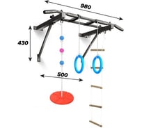 Турник Оптимист Absolute Champion тарзанка, лестница, кольца, черный с черными ручками АЧАЧ10045 28040390
