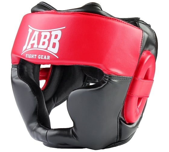 Боксерский шлем Jabb je-2090 искусственная кожа, черный/красный, р.M 4690222125245