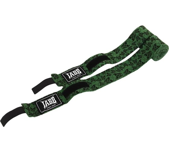 Боксерские бинты Jabb je-3030 scu хлопок, зеленый/черепа, 3.5м 4690222156096