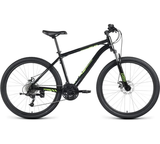 Велосипед FORWARD KATANA 27.5 D, 24 скорости,  размер рамы 18, 2023, черный/ярко-зеленый IB3F7Q164XBKBGN