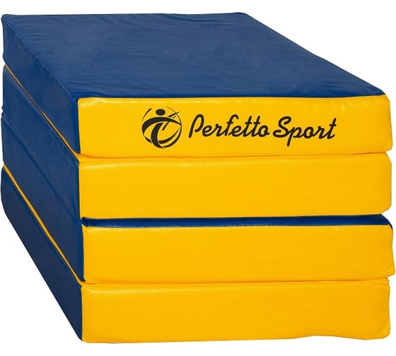 Складной мат Perfetto sport № 11 100х100х10 см, 4 сложения, сине/жёлтый СГ000002631