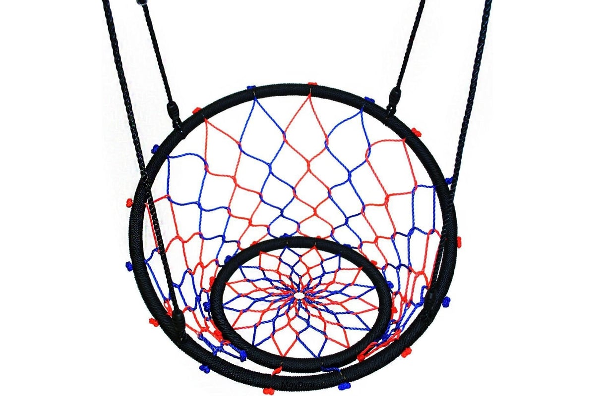 Подвесные круглые качели-гнездо для детей MoyDvor паутинка, 80см SAC000448  - выгодная цена, отзывы, характеристики, фото - купить в Москве и РФ