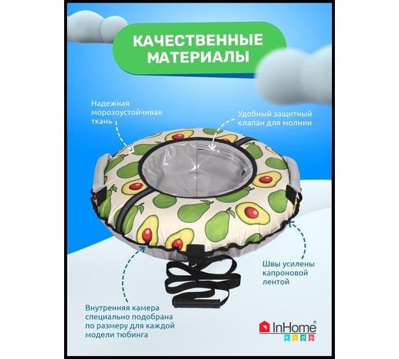 Тюбинг с круговым дизайном InHome авокадо на сером INWTB90/6