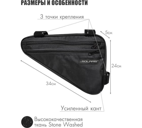 Велосипедная сумка SOLARIS черная S5610